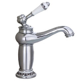 Rubinetto miscelatore per lavabo bagno vintage con dettagli in ceramica cromato